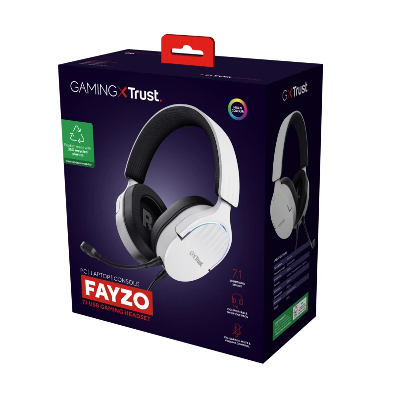 Trust Trust GXT 490 FAYZO Headset Ledningsført Motorcykel USB Type-A Sort, Hvid - Image 7